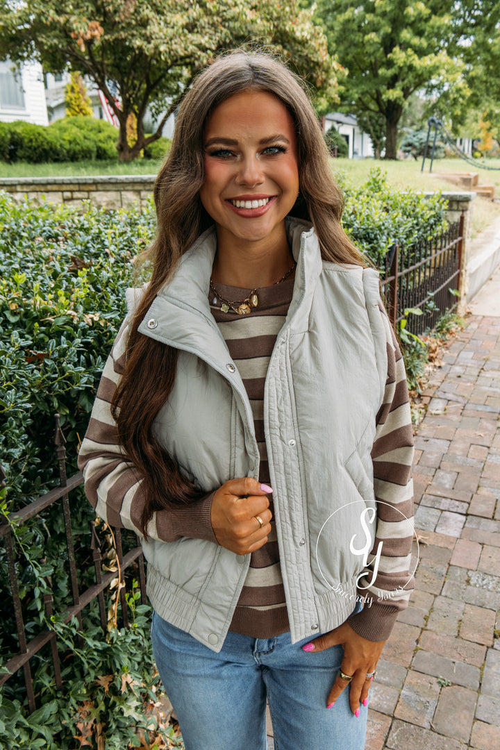 Simply Iconic Mock Neck Vest - Cement
