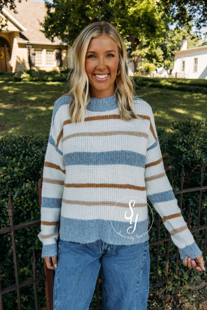 Ella Sweater - Khaki Blue
