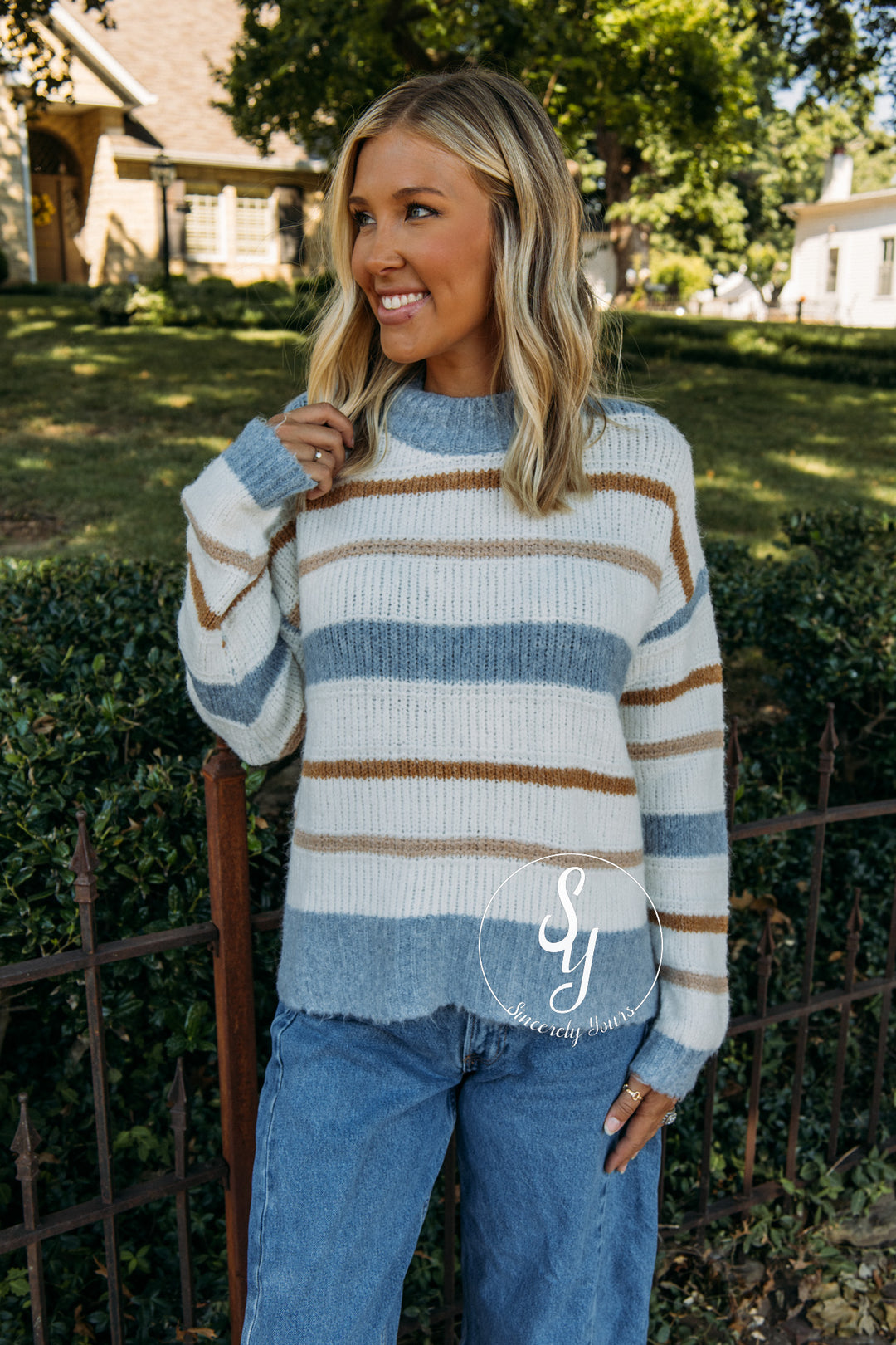 Ella Sweater - Khaki Blue