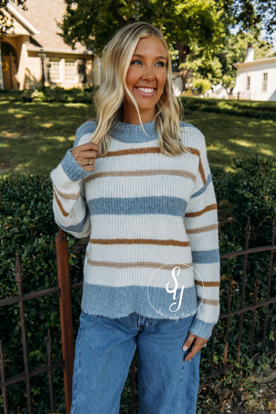 Ella Sweater - Khaki Blue