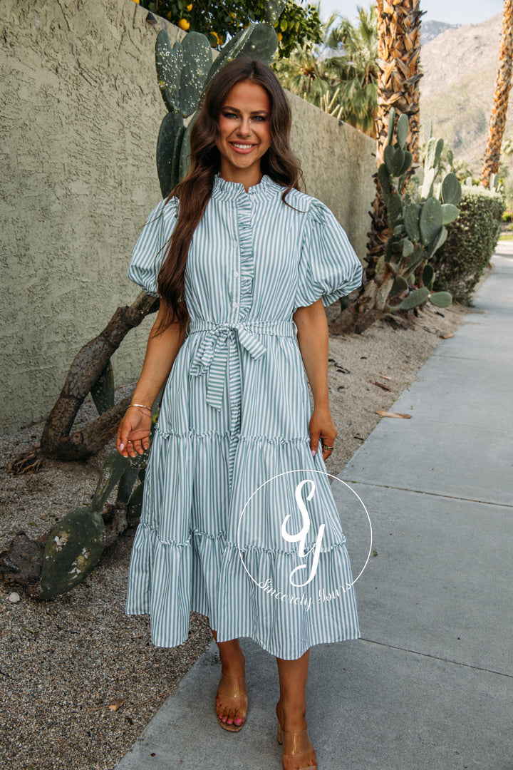 Darling Stripe Moment Dress - Emerald Stripe