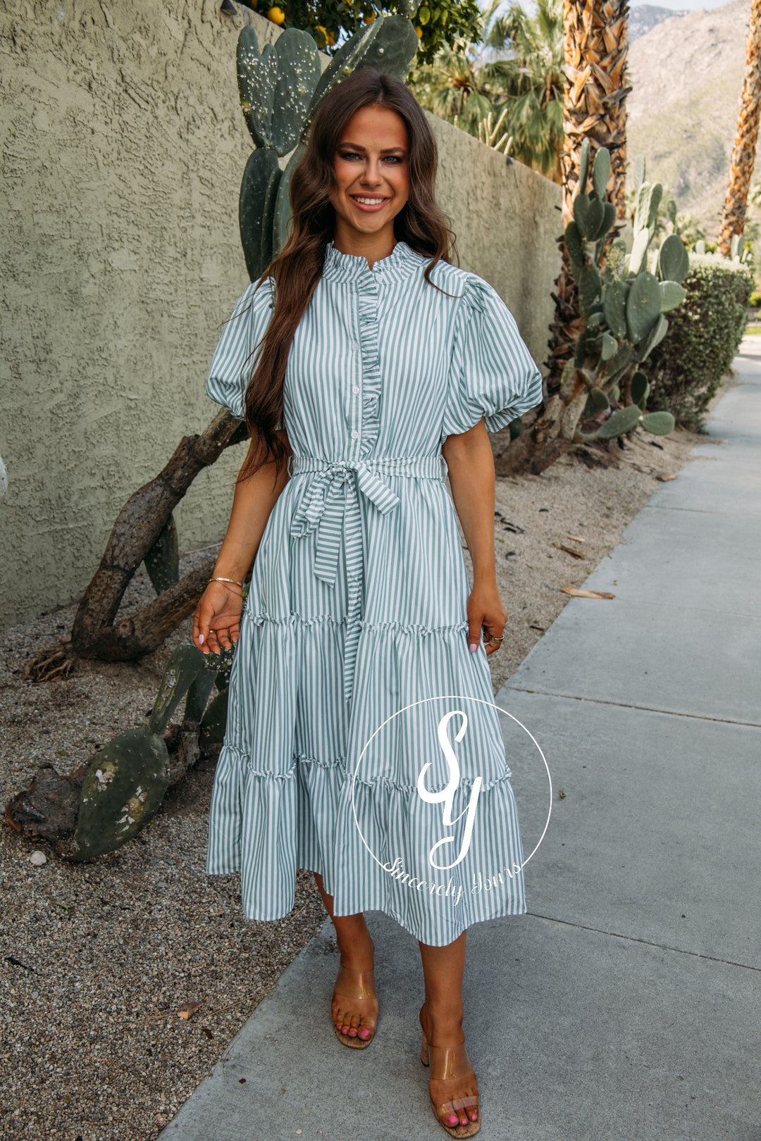 Darling Stripe Moment Dress - Emerald Stripe