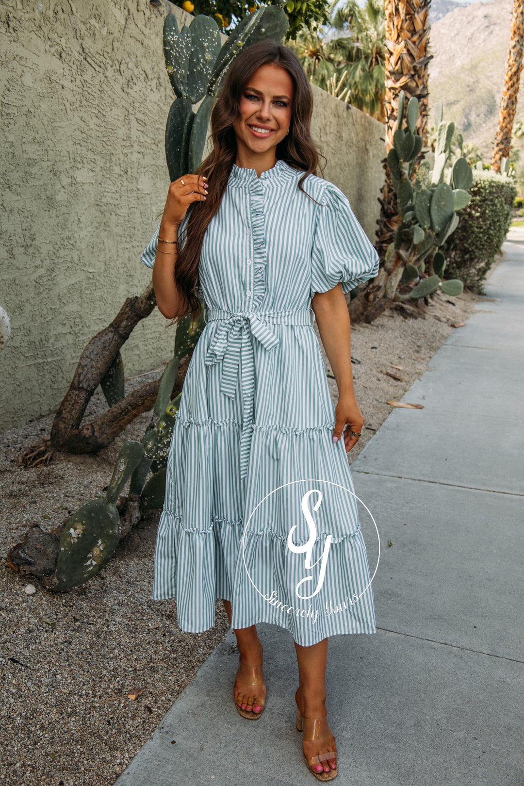 Darling Stripe Moment Dress - Emerald Stripe