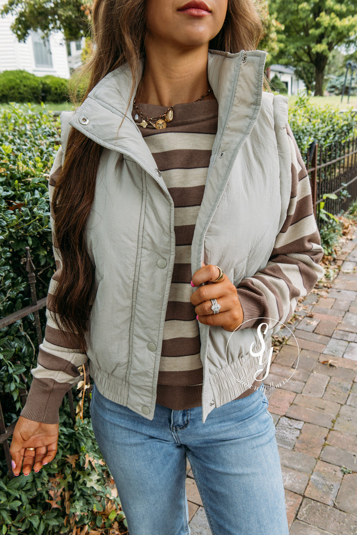 Simply Iconic Mock Neck Vest - Cement