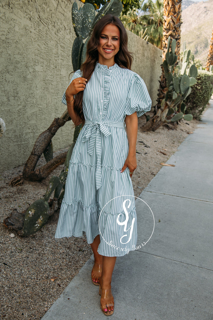 Darling Stripe Moment Dress - Emerald Stripe