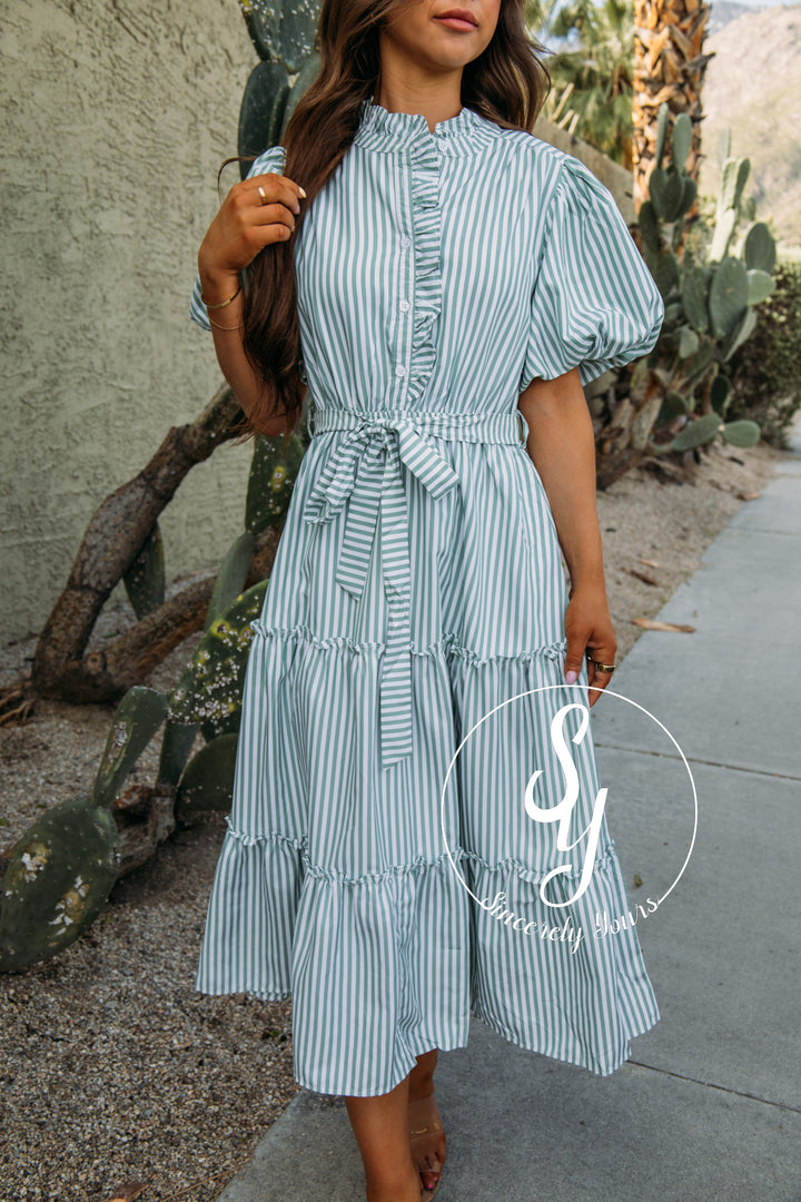 Darling Stripe Moment Dress - Emerald Stripe