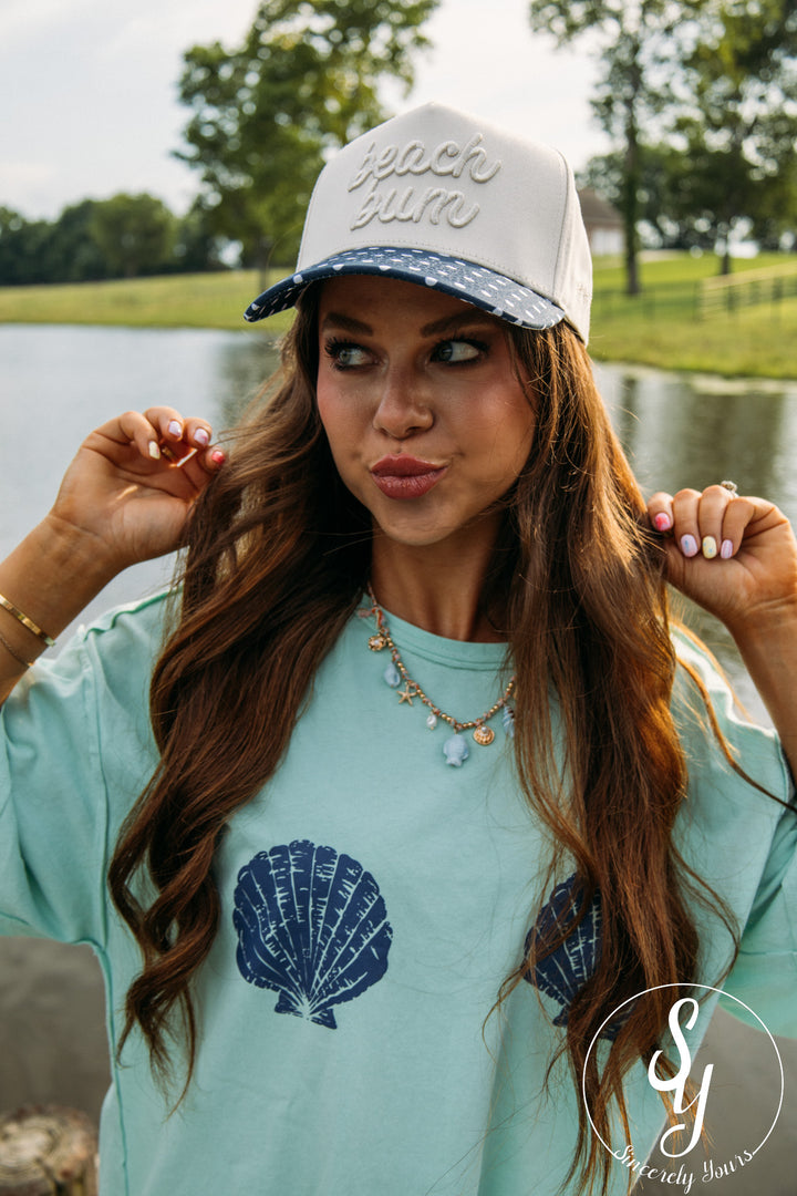 Beach Bum Trucker Hat - Navy Polka Dot