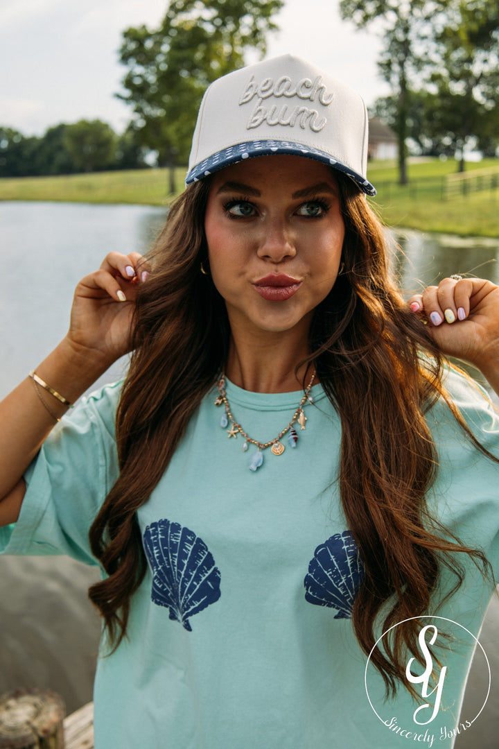 Beach Bum Trucker Hat - Navy Polka Dot