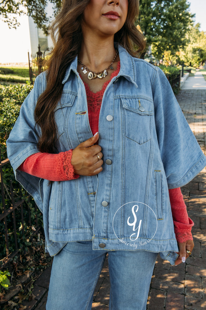 Chic And Cute Jacket - Washed Denim