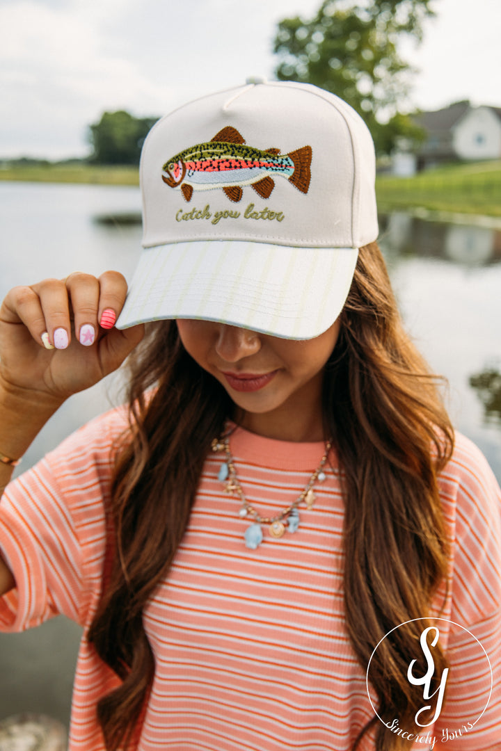 Catch You Later Trucker Hat - Green Stripe