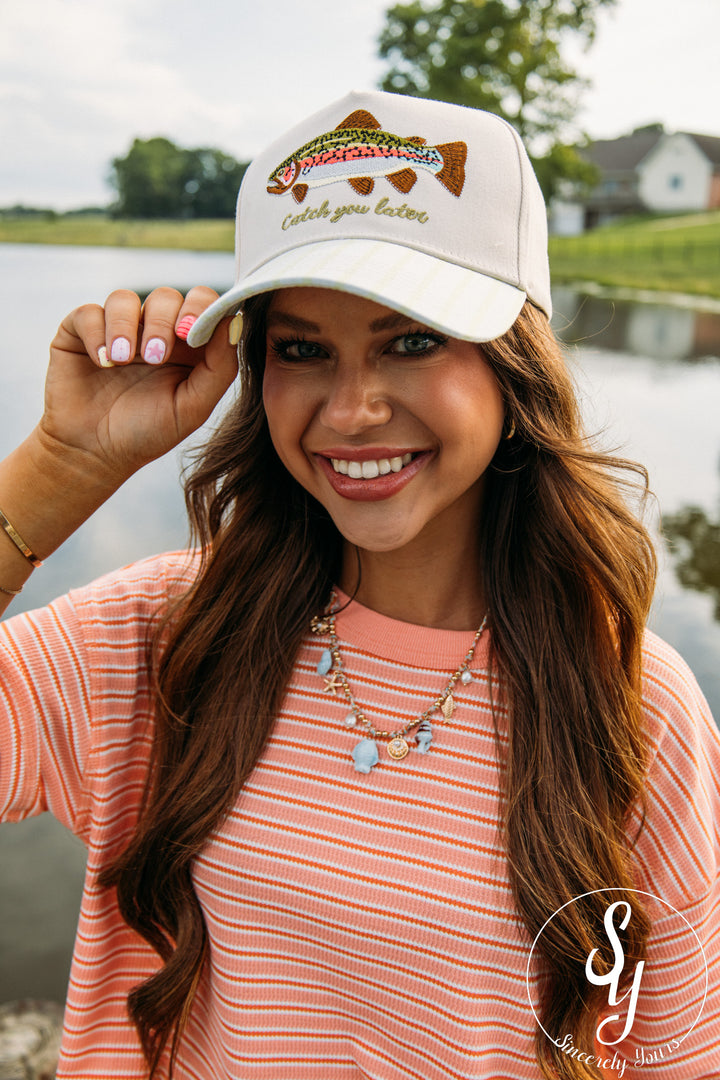 Catch You Later Trucker Hat - Green Stripe