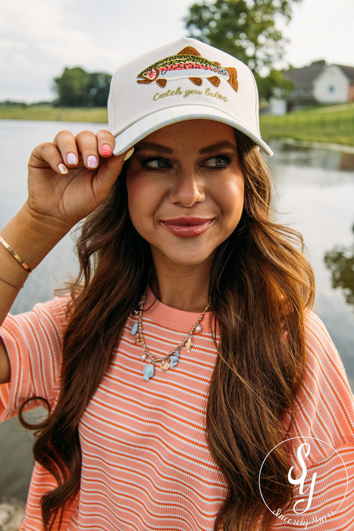 Catch You Later Trucker Hat - Green Stripe