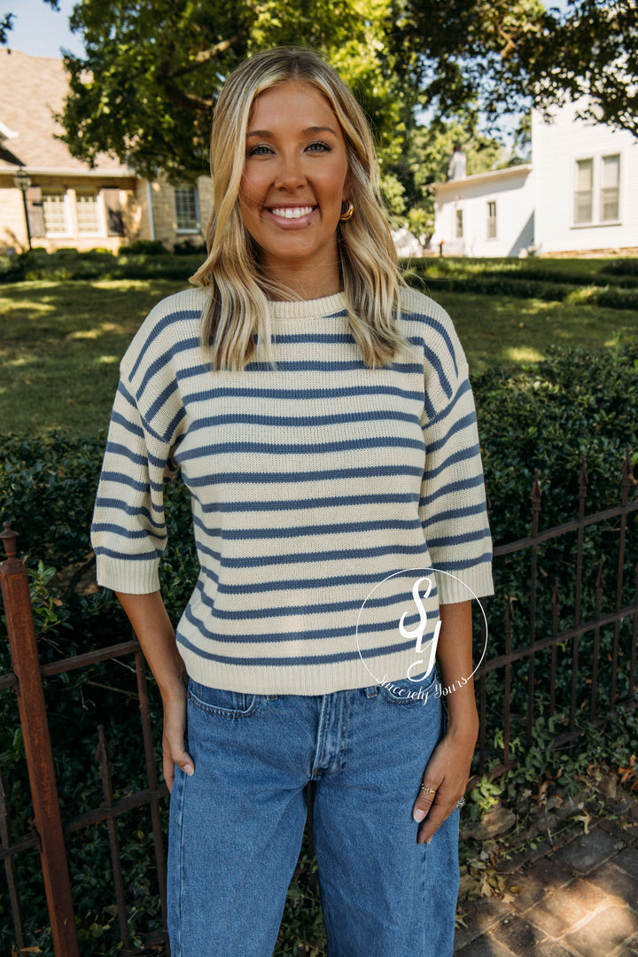 Stripe It Fun Sweater - Butter Yellow