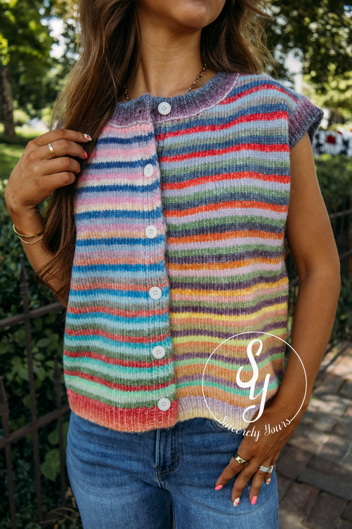 On The Bright Side Sweater - Sky/Purple