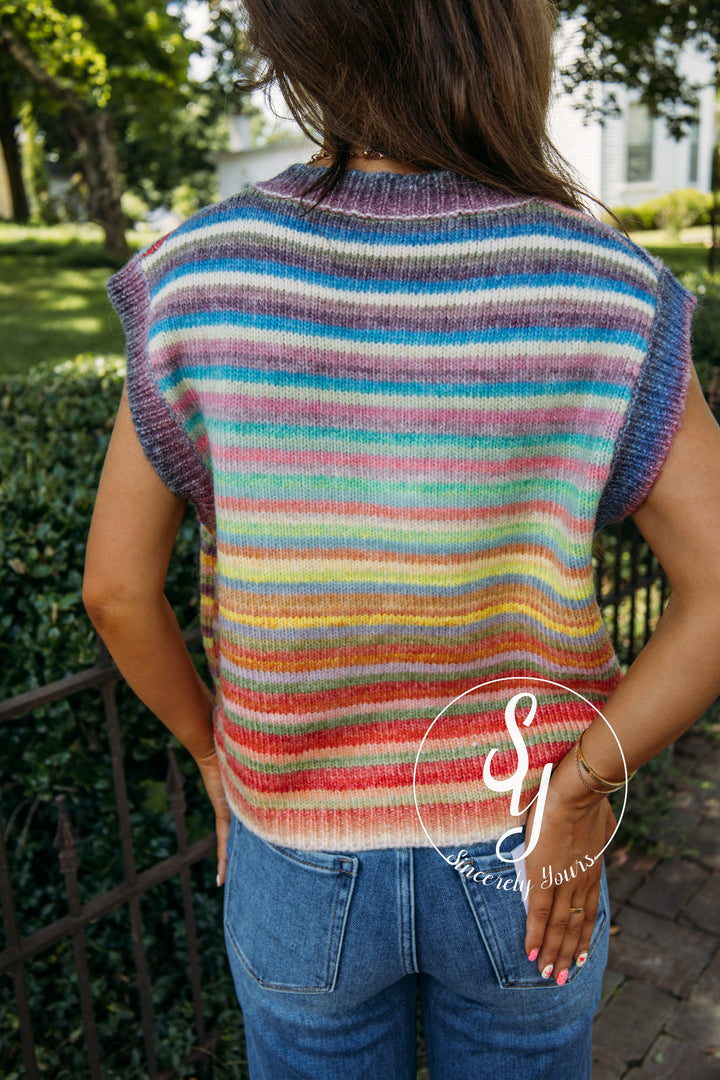 On The Bright Side Sweater - Sky/Purple