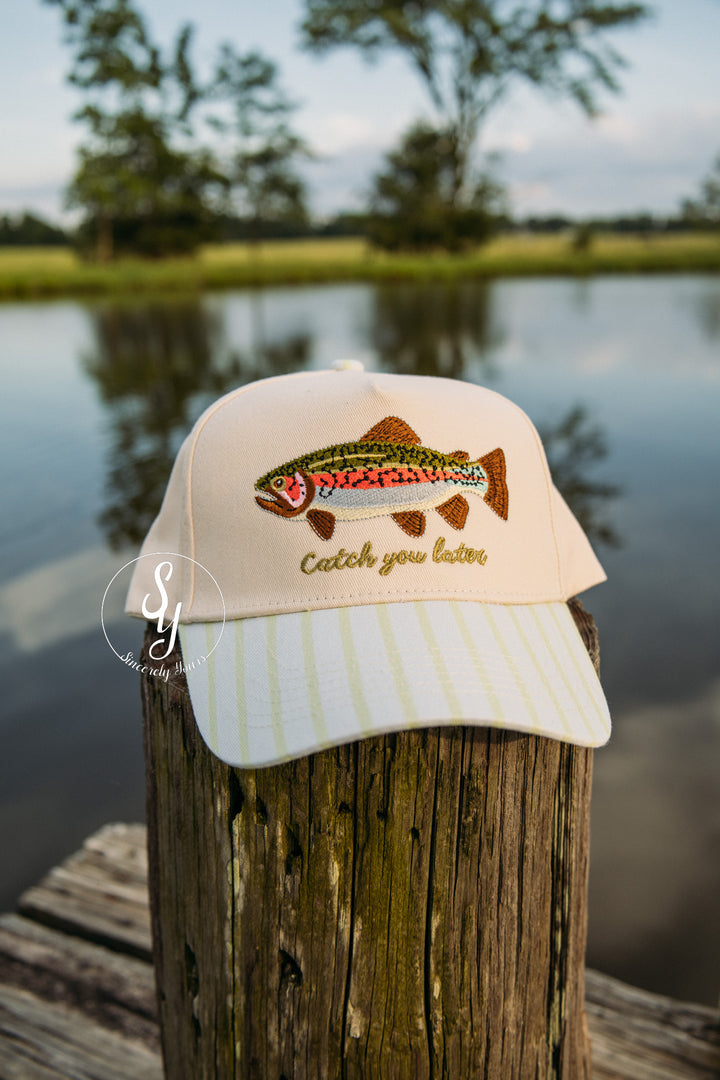 Catch You Later Trucker Hat - Green Stripe