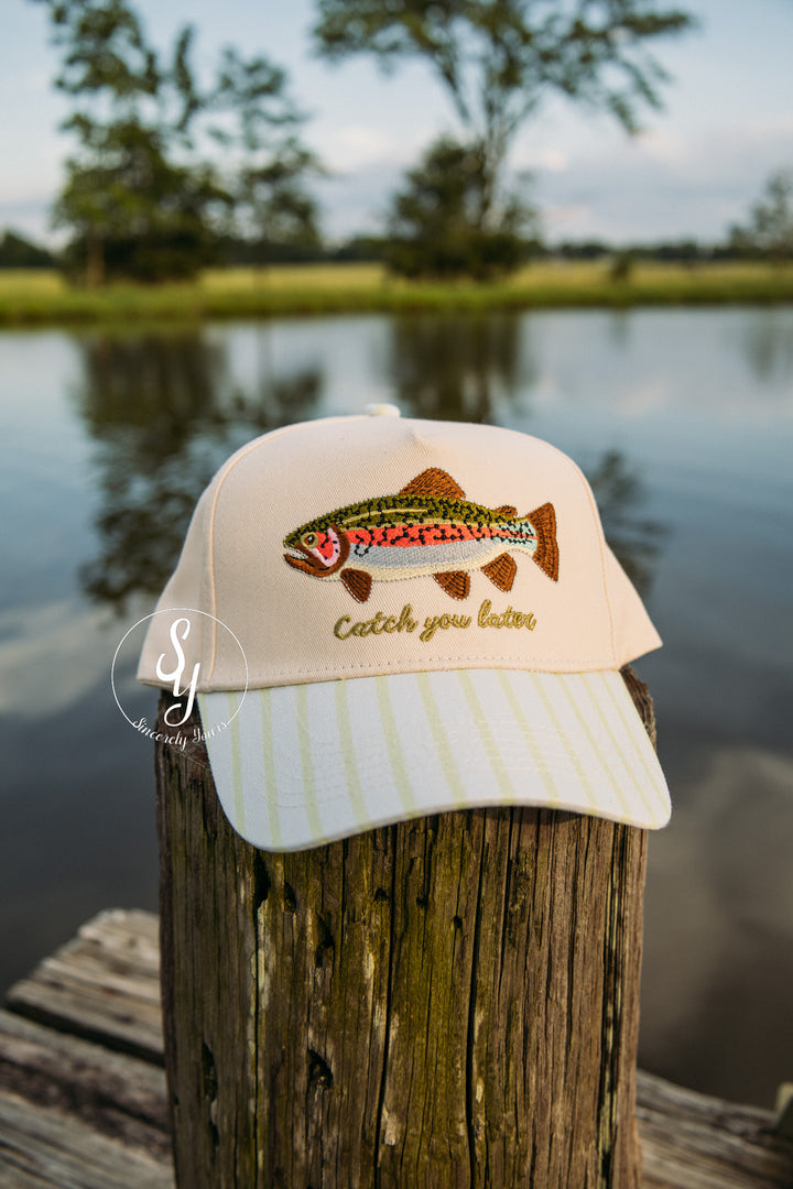 Catch You Later Trucker Hat - Green Stripe
