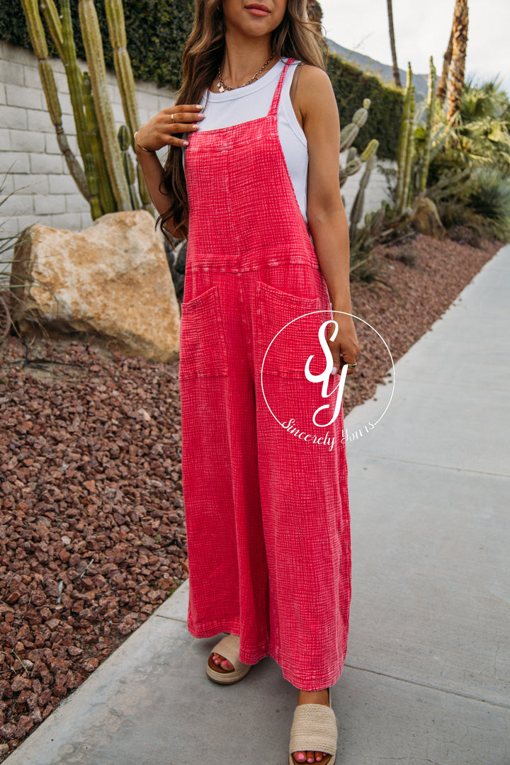 Running Errands Jumpsuit - Bubble Gum