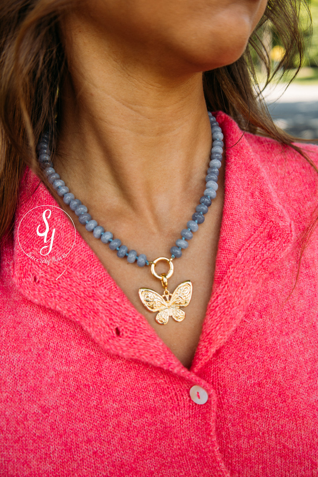 Butterfly Effect Necklace - Blue