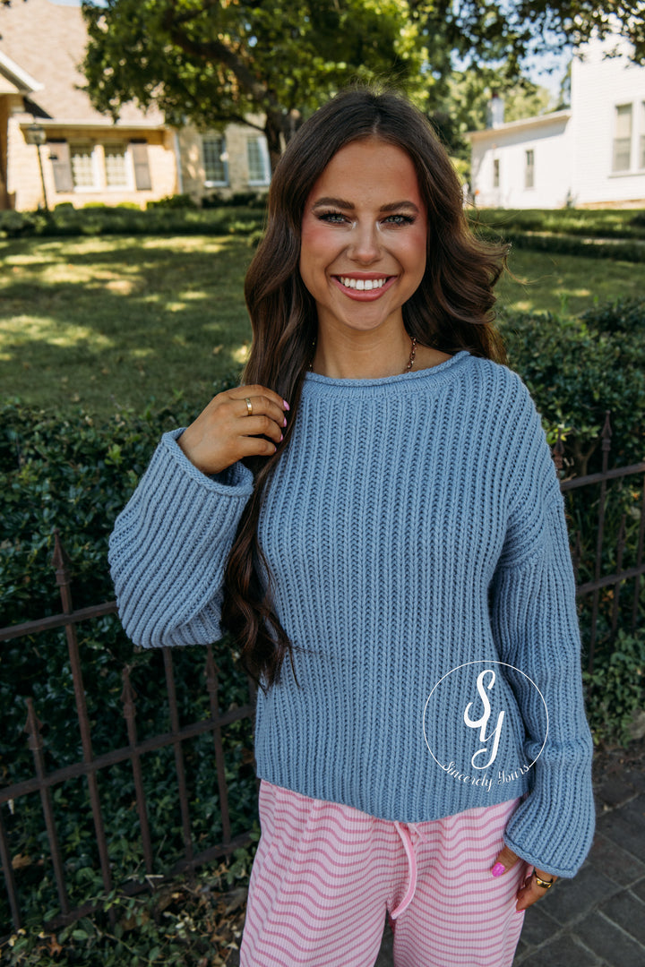 Spiced Life Sweater - Dusty Blue