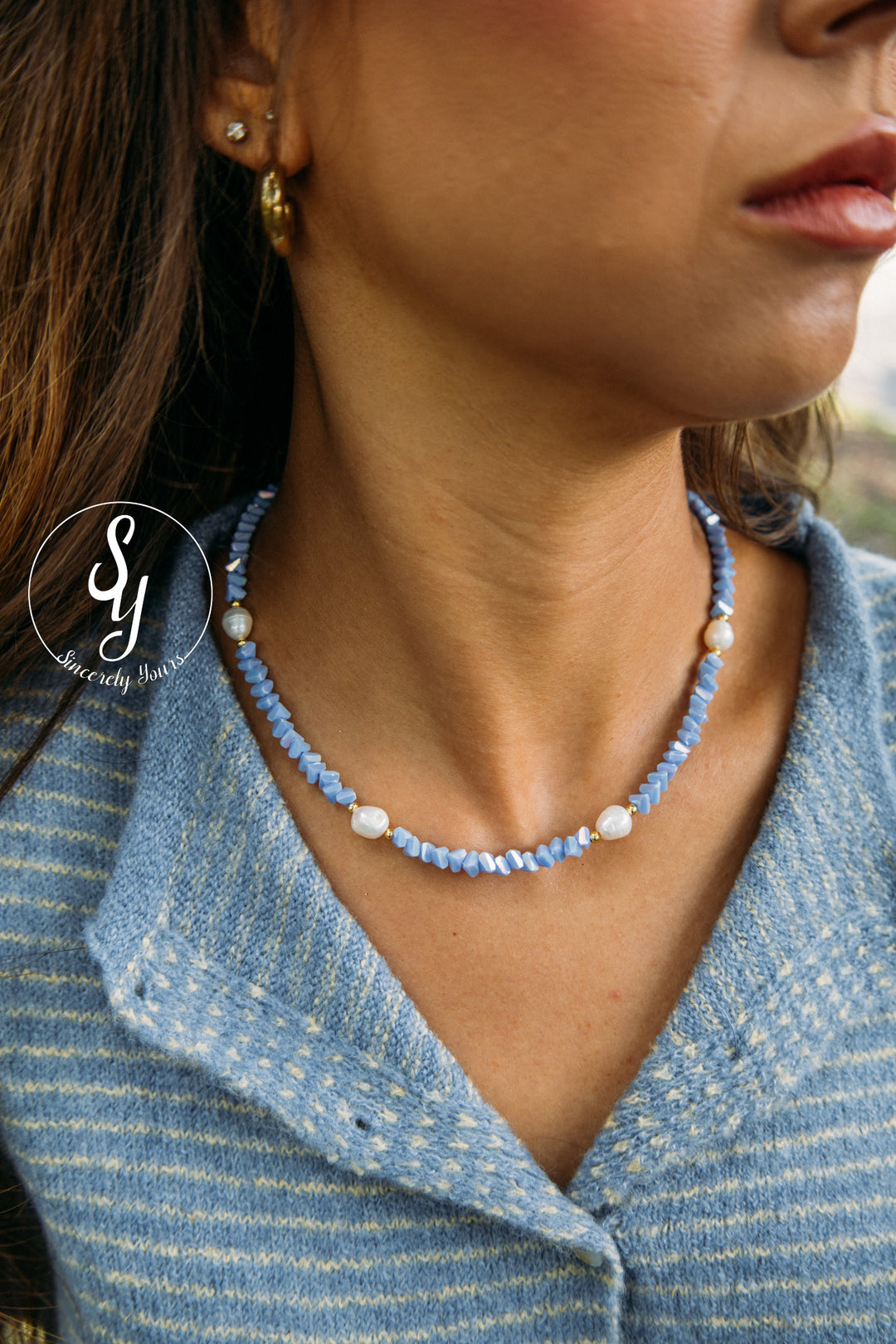 Crystal Feeling Necklace - Baby Blue