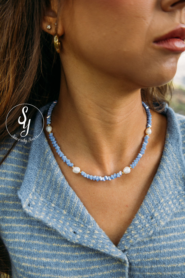 Crystal Feeling Necklace - Baby Blue