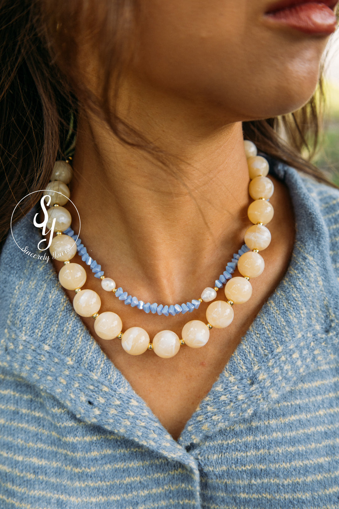Crystal Feeling Necklace - Baby Blue