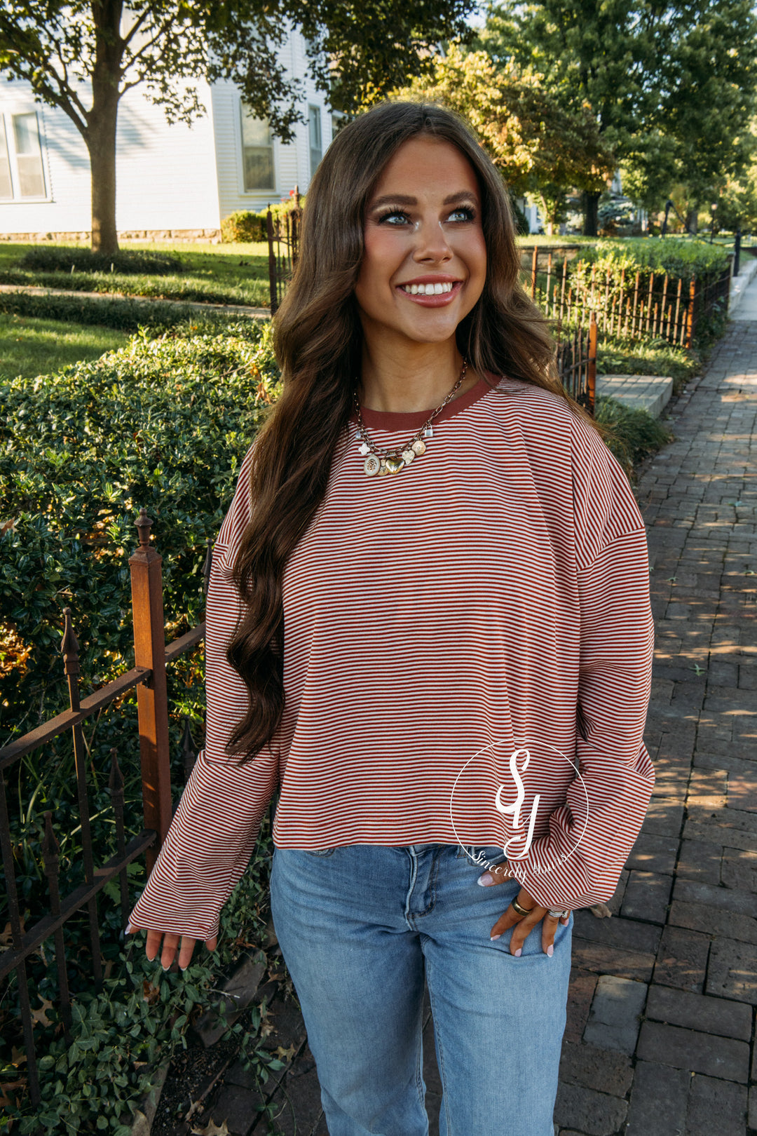 Carefree Striped Top - Rust/Cream