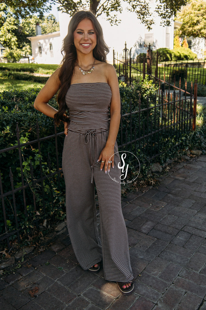 Sassy Feels Striped Set - Brown