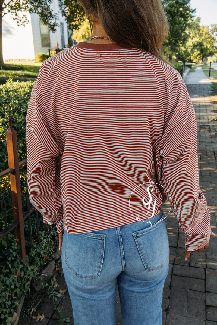 Carefree Striped Top - Rust/Cream