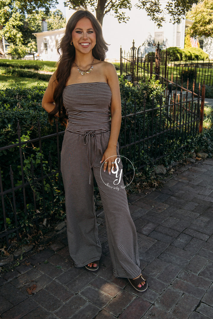 Sassy Feels Striped Set - Brown