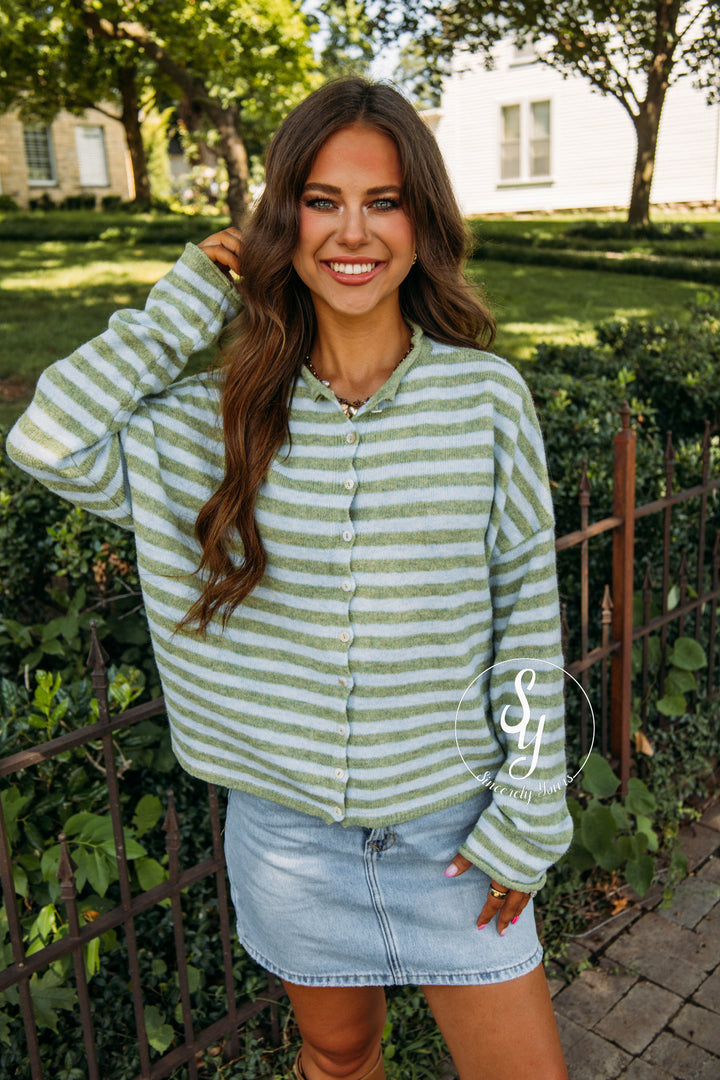 Lines Of Chic Sweater -  Matcha
