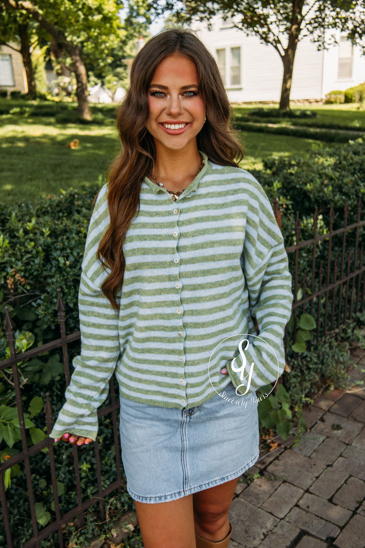 Lines Of Chic Sweater -  Matcha
