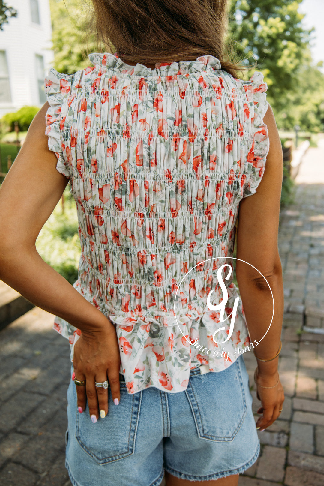 Flower And Ties Top - Pink