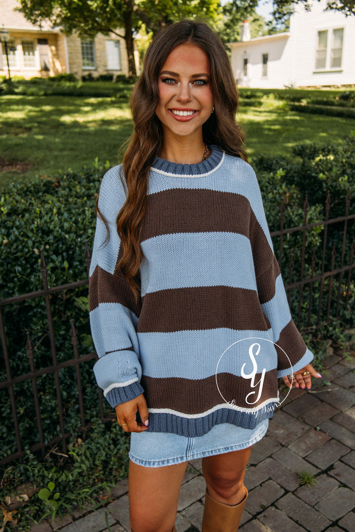 Stripe Of Warmth Sweater - Blue