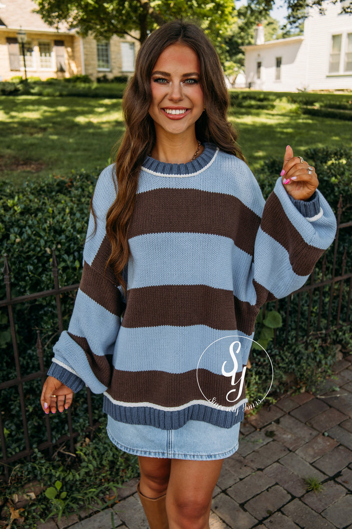 Stripe Of Warmth Sweater - Blue