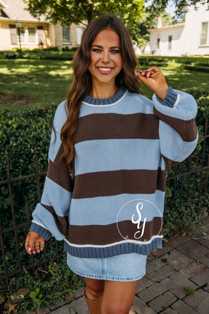Stripe Of Warmth Sweater - Blue