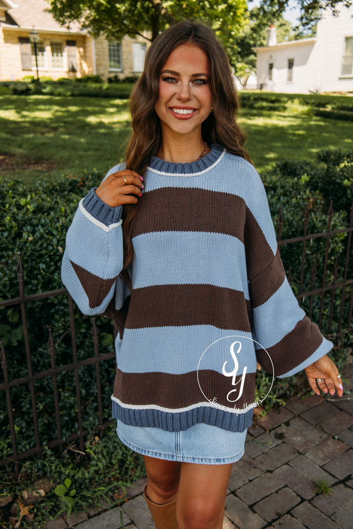 Stripe Of Warmth Sweater - Blue
