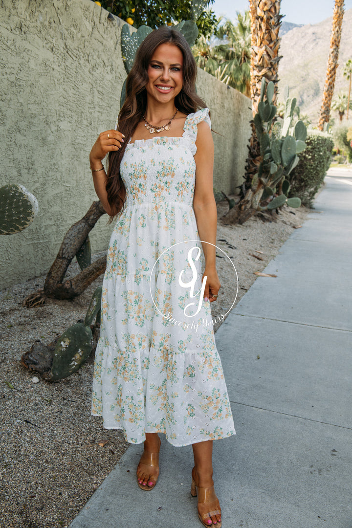 Eyelet Flower Dress - Yellow