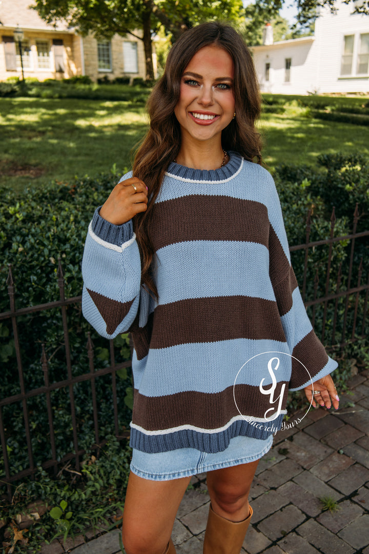Stripe Of Warmth Sweater - Blue