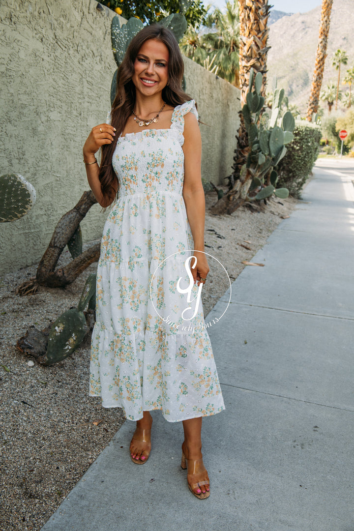 Eyelet Flower Dress - Yellow
