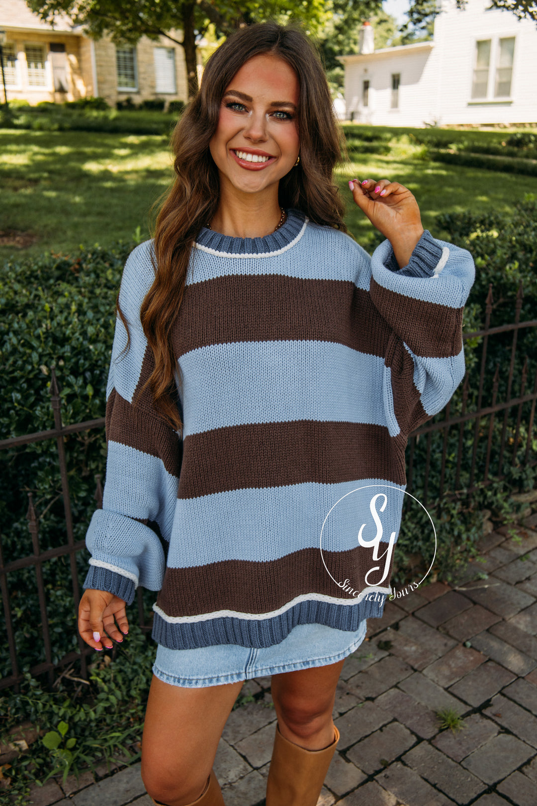 Stripe Of Warmth Sweater - Blue