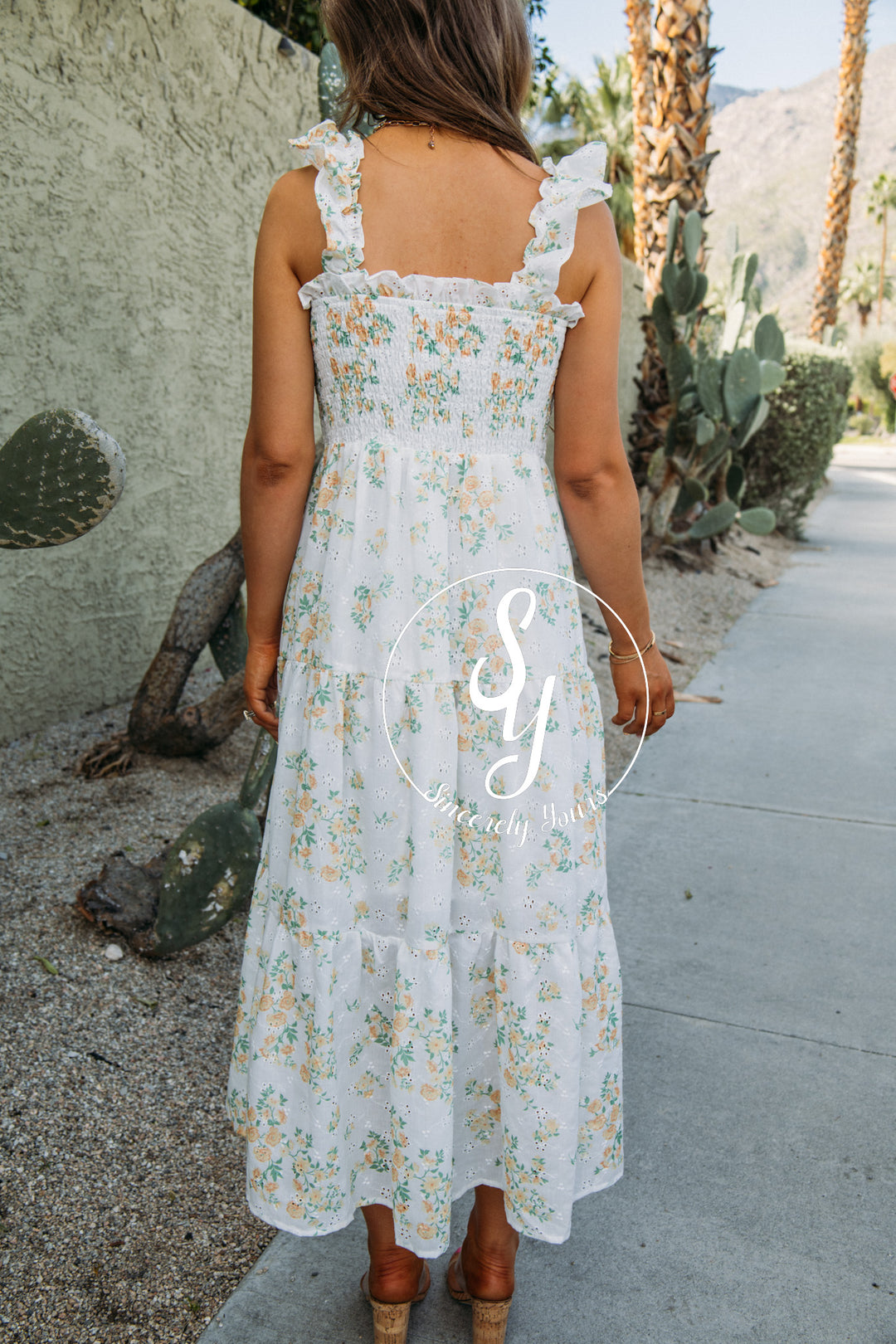 Eyelet Flower Dress - Yellow