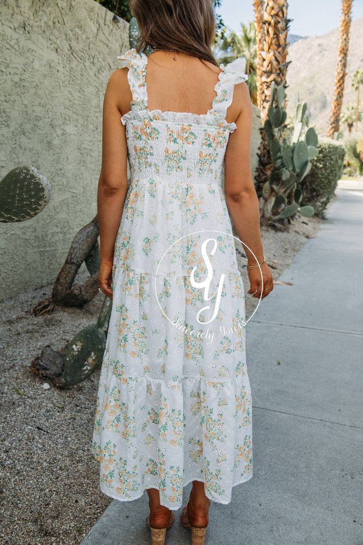 Eyelet Flower Dress - Yellow