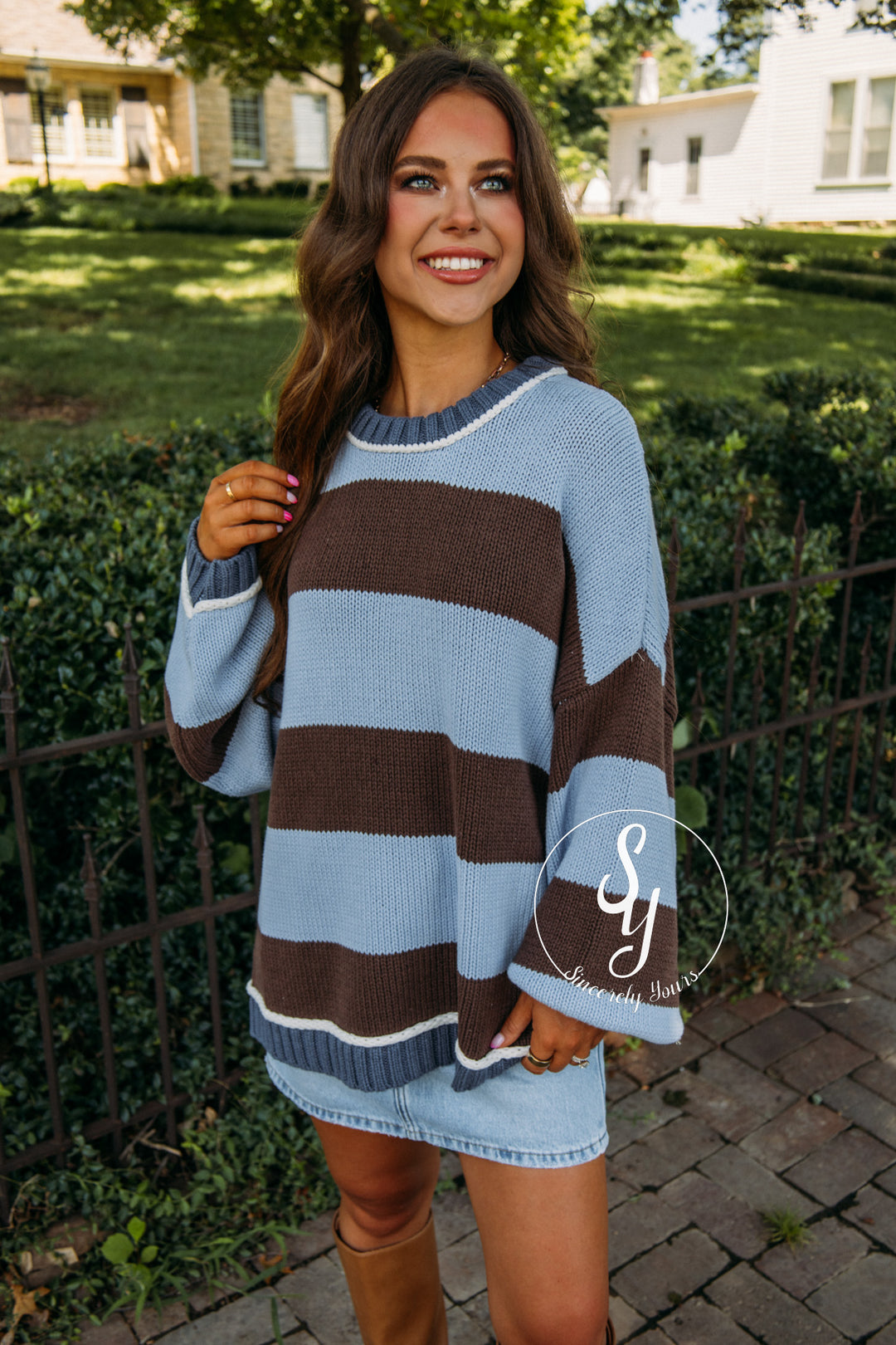 Stripe Of Warmth Sweater - Blue