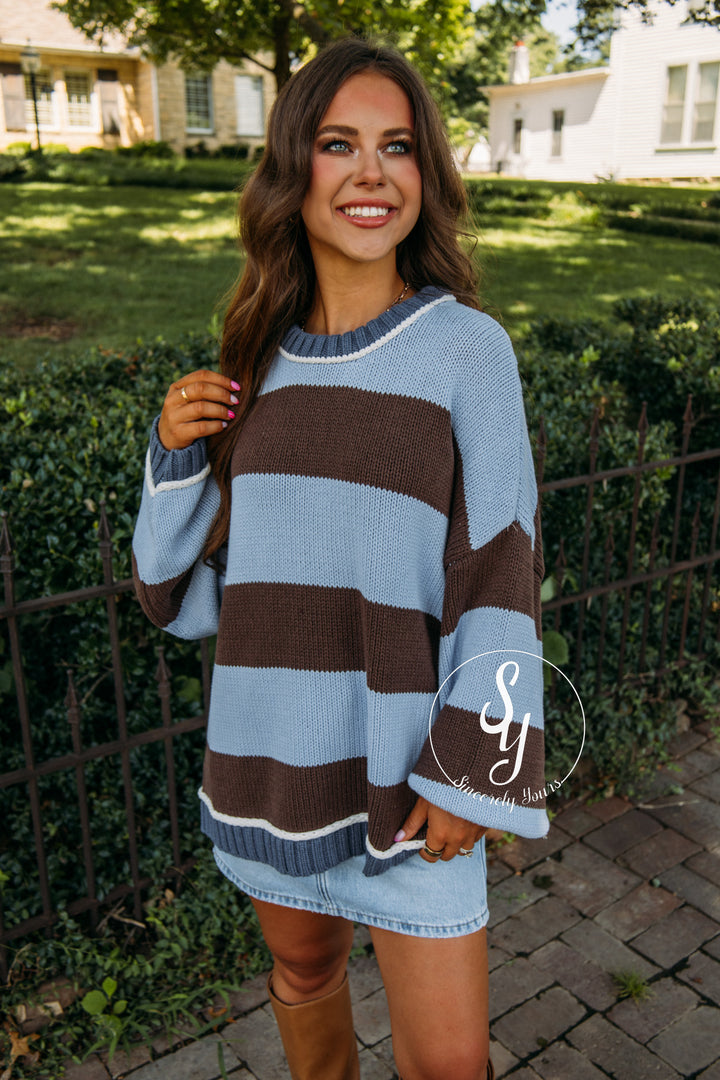 Stripe Of Warmth Sweater - Blue