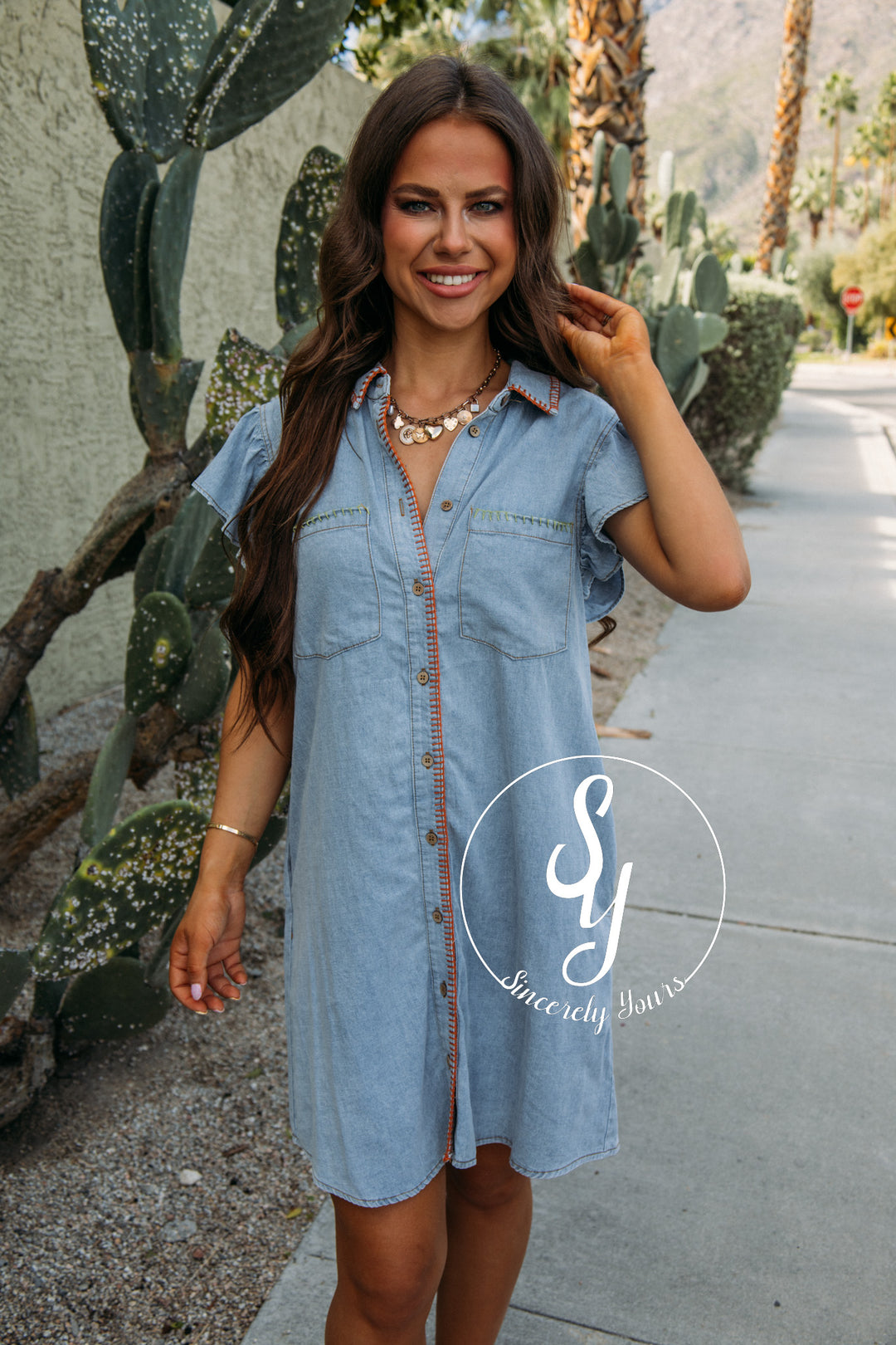 Brunch On The Coast Dress - Denim