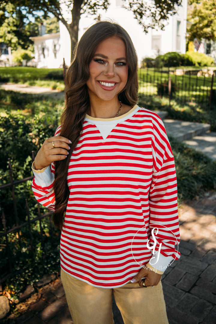 Darcy Striped Top - Red