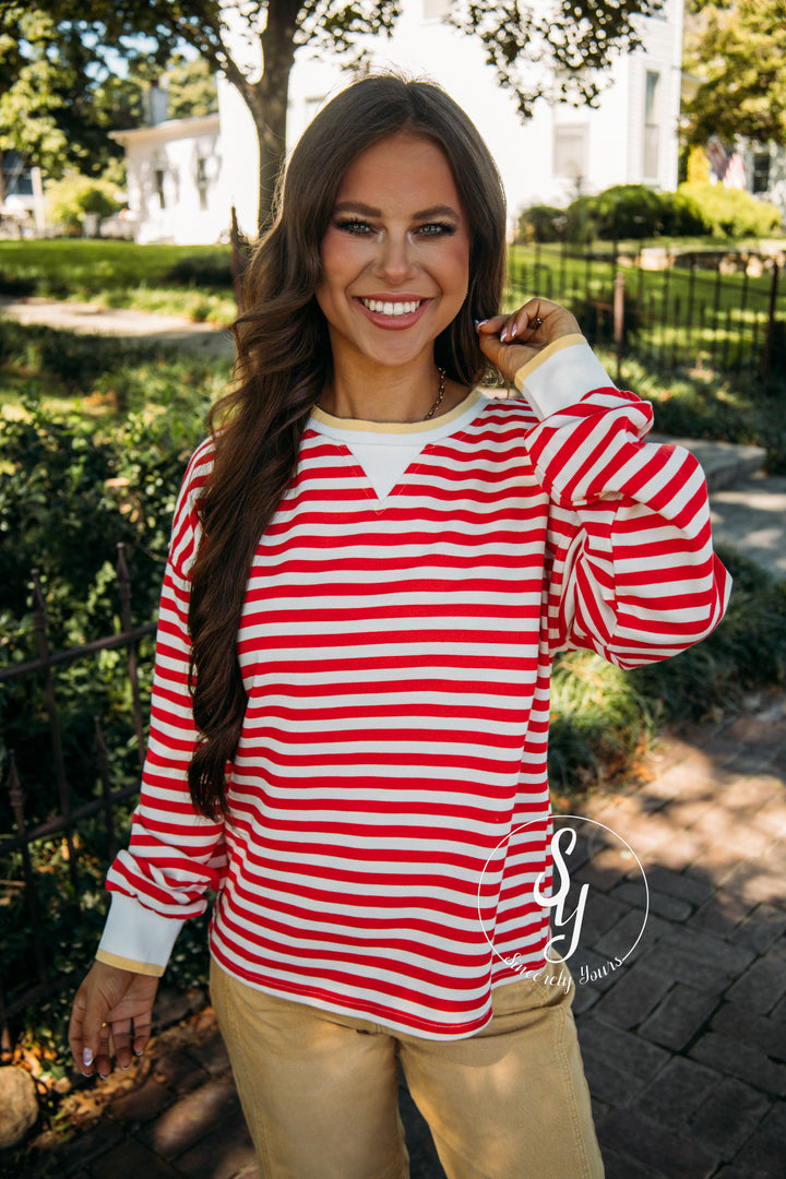 Darcy Striped Top - Red