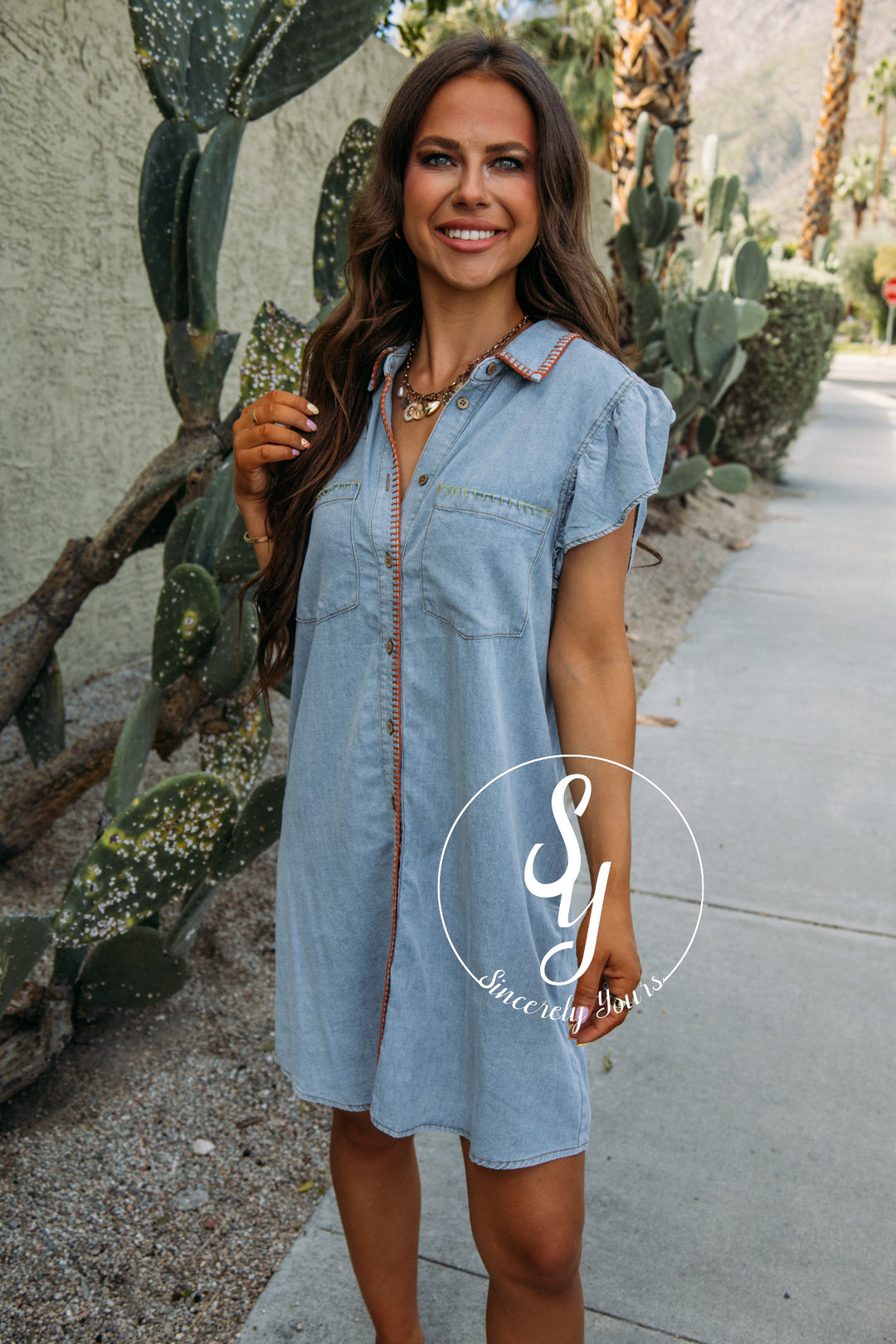 Brunch On The Coast Dress - Denim